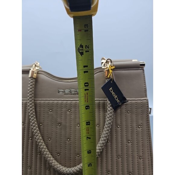 BEBE Los Ángeles Aliah Stud Shopper Leather Purse Beige New With Tag - Picture 2 of 6